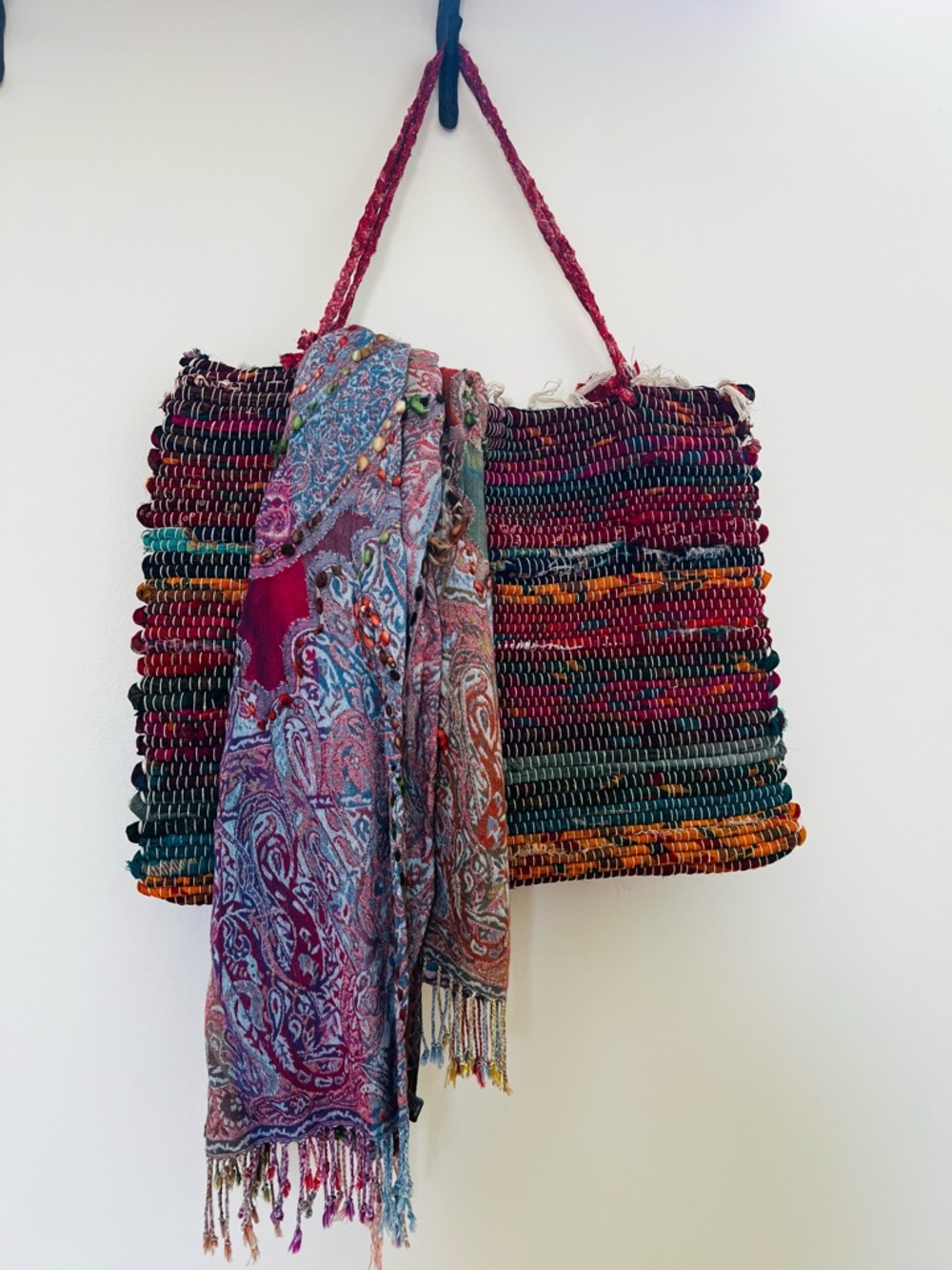 Boho Accessories Bundle woven Bag and Scarf